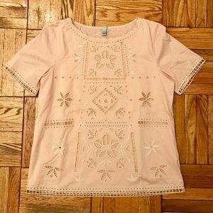 New J Crew Blush Cut Out Shirt